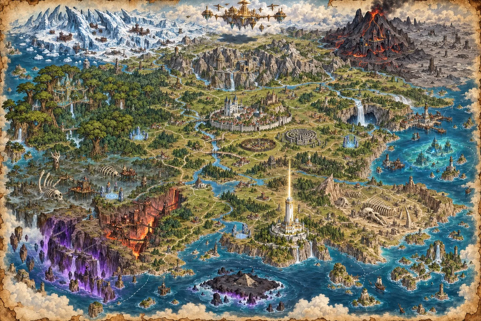 regiões num mundo colossal